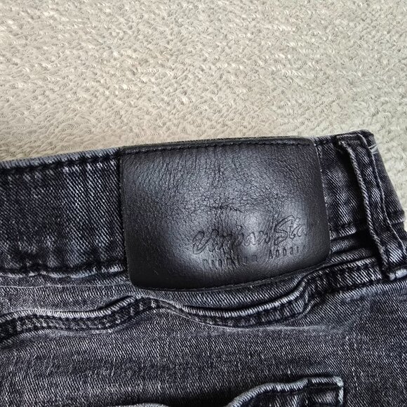 Urban Star Jeans Mens 38x32 Black Gray Stretch Straight Leg Faded Distressed - Picture 14 of 14